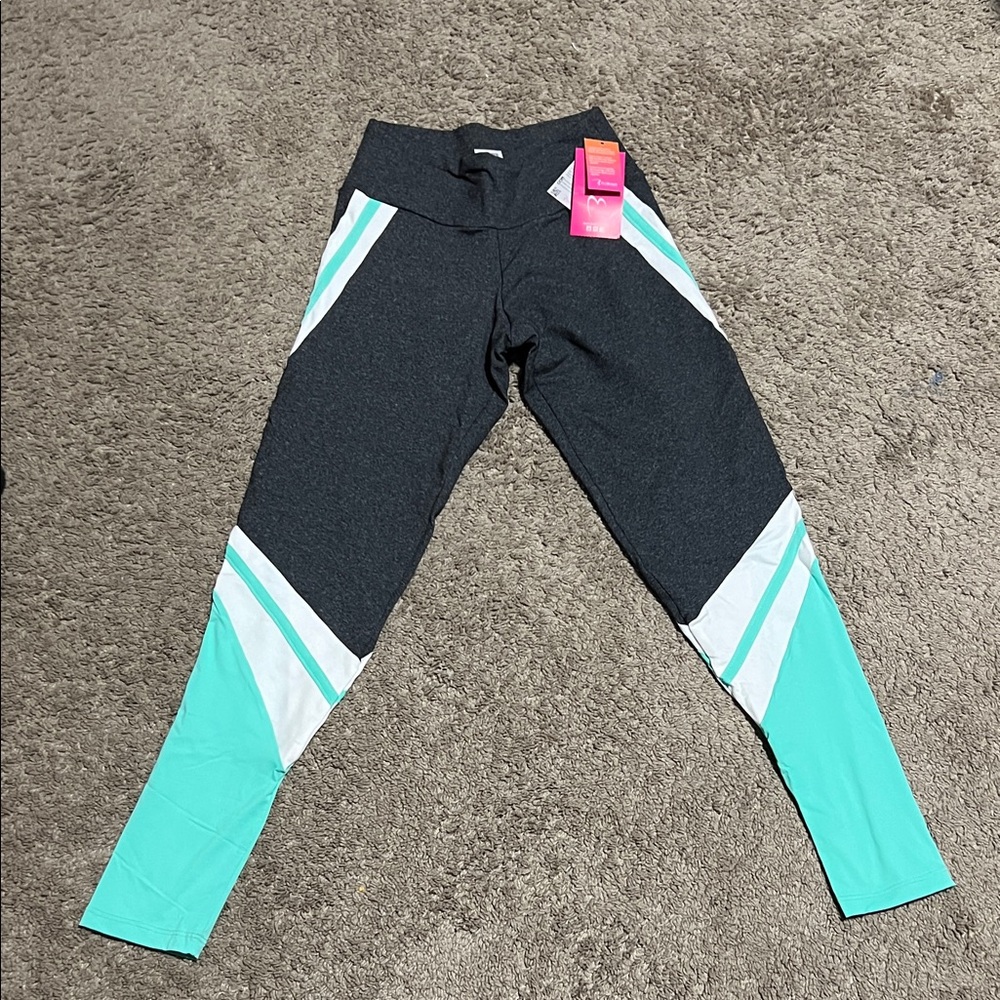 Women's Black and Teal Leggings